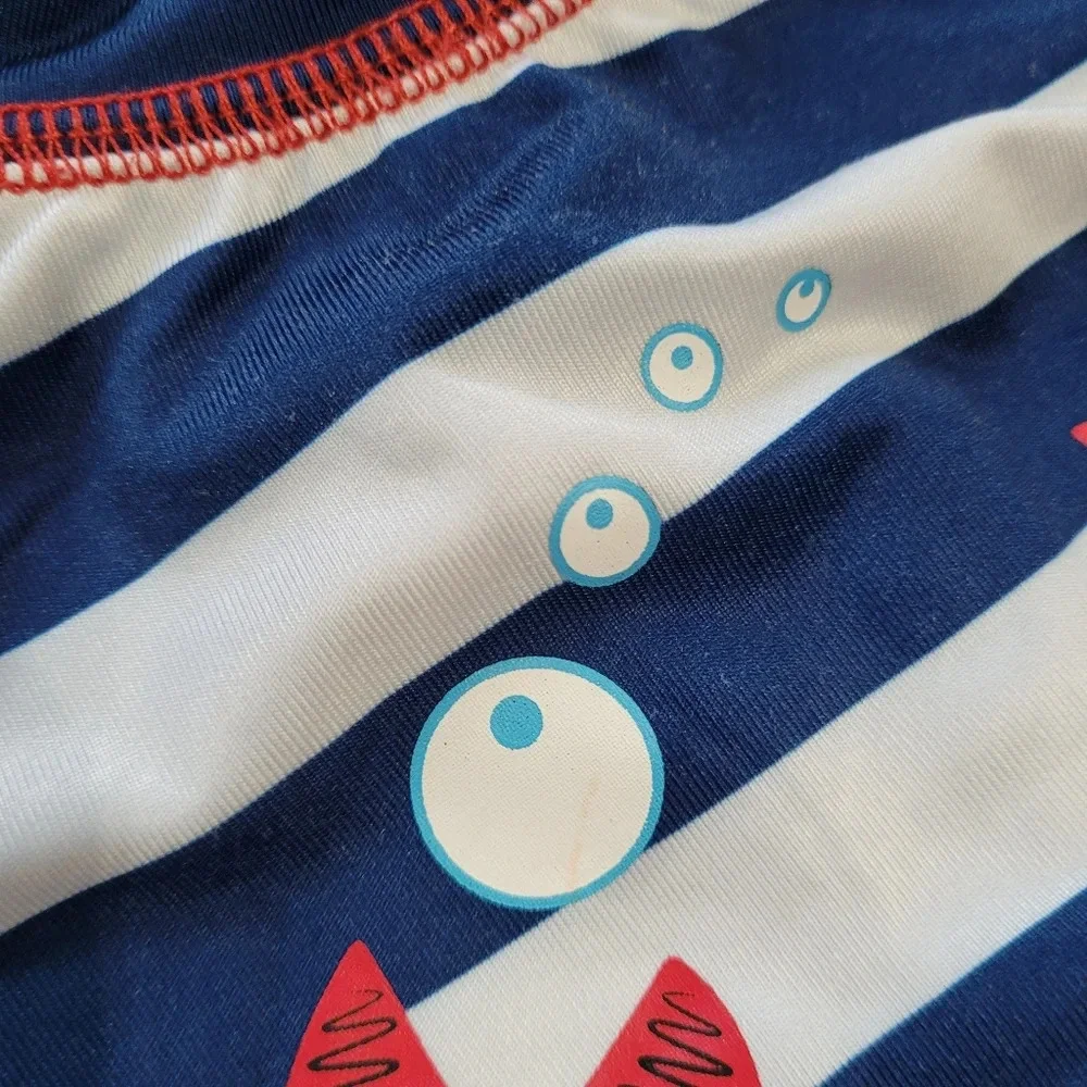 Wippette Blue Stripe Crab One Piece Rashguard Swimsuit Size Boy's 9 Months